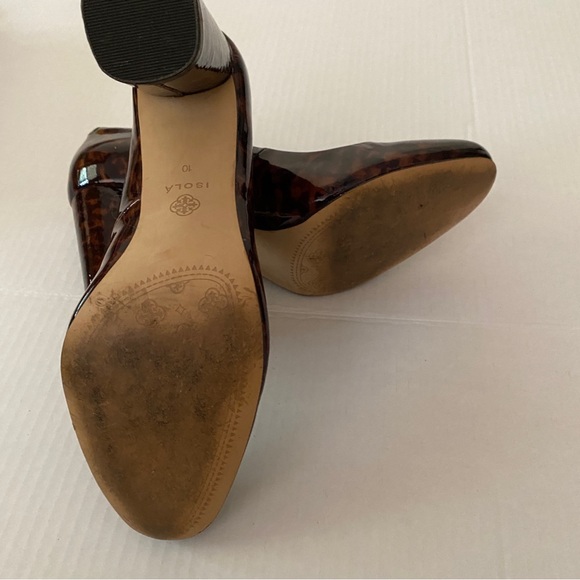 Idols Patent Faux Leather Elena Cinnamon Tortoise Round Toe BlockHeel Shoes 10 - Picture 9 of 12